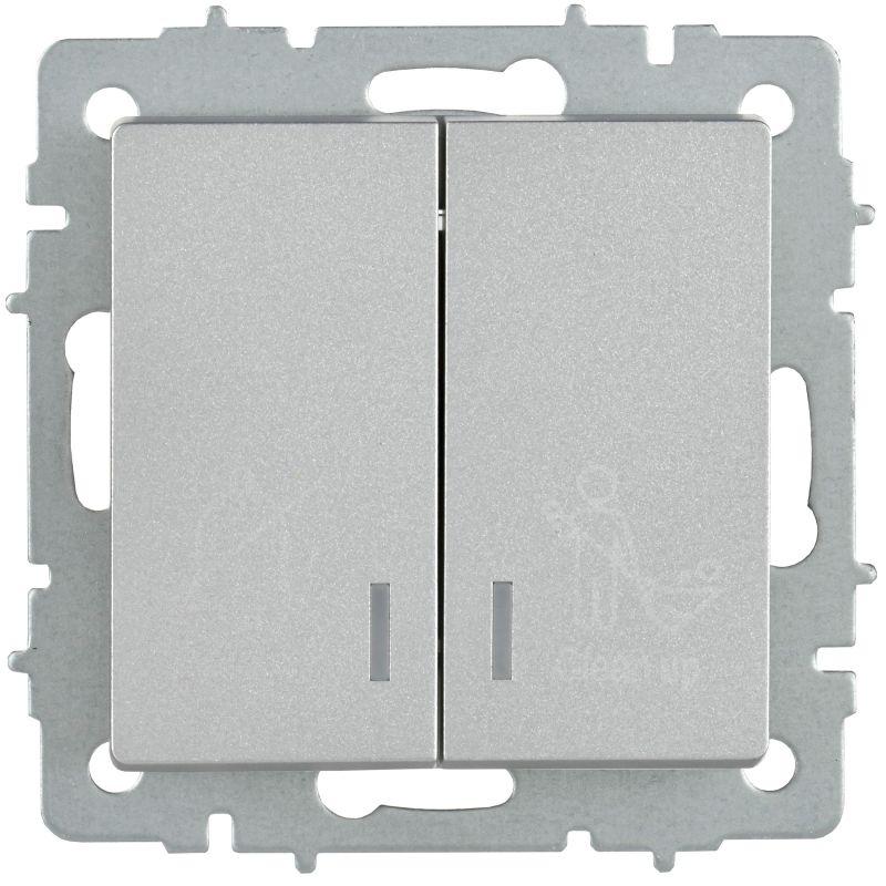  Выключатель 2-кл. BRITE 10А ВС10-2-9-БрА для отелей с индик. механизм алюм. IEK BR-V20-2-10-K47 фото в каталоге от BTSprom.by