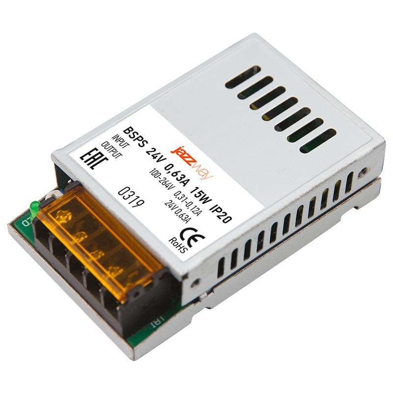 блок питания для светодиодной ленты 15вт 0.62а 24в ip20 bsps метал. pro jazzway 5018457 от BTSprom.by