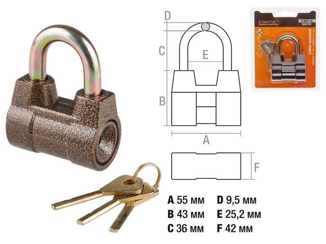 замок навесной 55мм startul master (st9091-55) st9091-55 от BTSprom.by