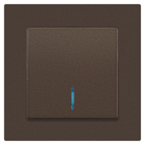  Выключатель 1-кл. СП Accent 6-102-08 10А IP20 250В с подсветкой AL/CU бронза Intro Б0063463 фото в каталоге от BTSprom.by