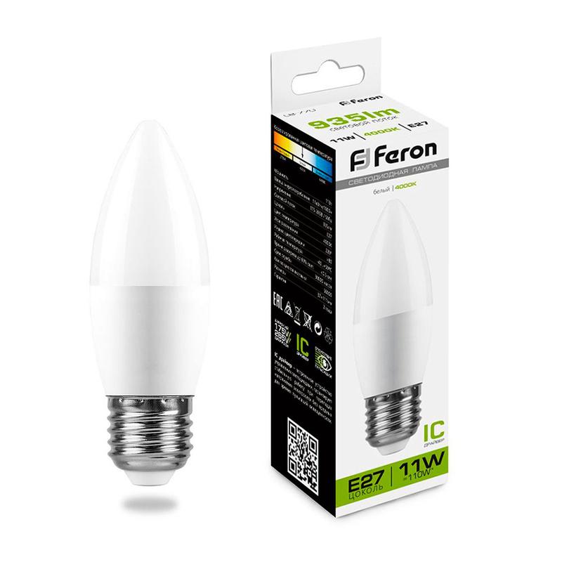лампа светодиодная 11вт 230в e27 4000к с37 lb-770 feron 25944 от BTSprom.by