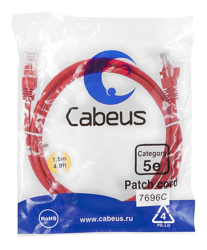 патч-корд u/utp кат.5e pc-utp-rj45-cat.5e-1.5m-rd-lszh 2xrj45/8p8c неэкранир. lszh 1.5м красн. cabeus 9514c от BTSprom.by