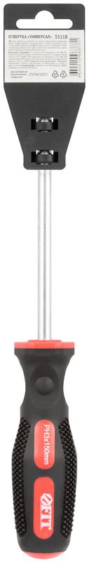  Отвертка "Универсал" CrV сталь прорезиненная ручка профи 8х150мм РН3 FIT 55118 фото в каталоге от BTSprom.by