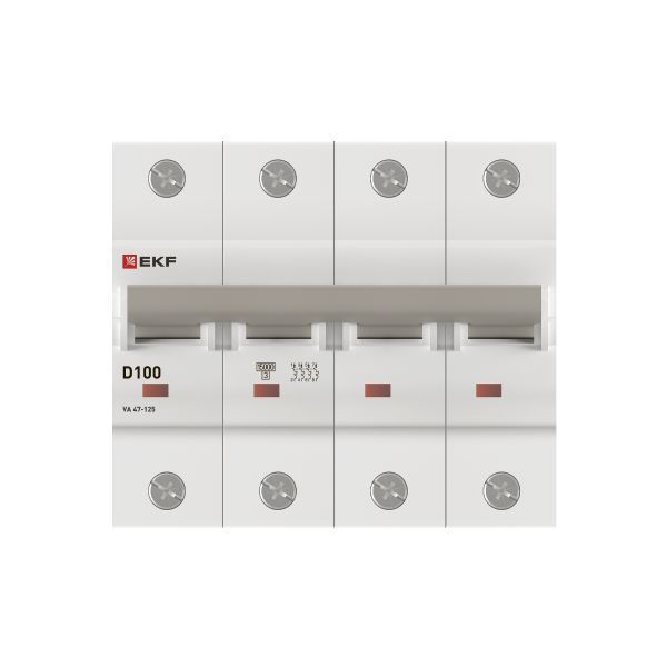  Выключатель автоматический модульный 4п D 100А 15кА ВА 47-125 PROxima EKF mcb47125-4-100D фото в каталоге от BTSprom.by