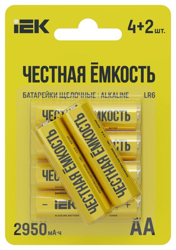 элемент питания алкалиновый lr6/aa промо (блист.4+2шт) iek abt-lr06-op-l04-02 от BTSprom.by