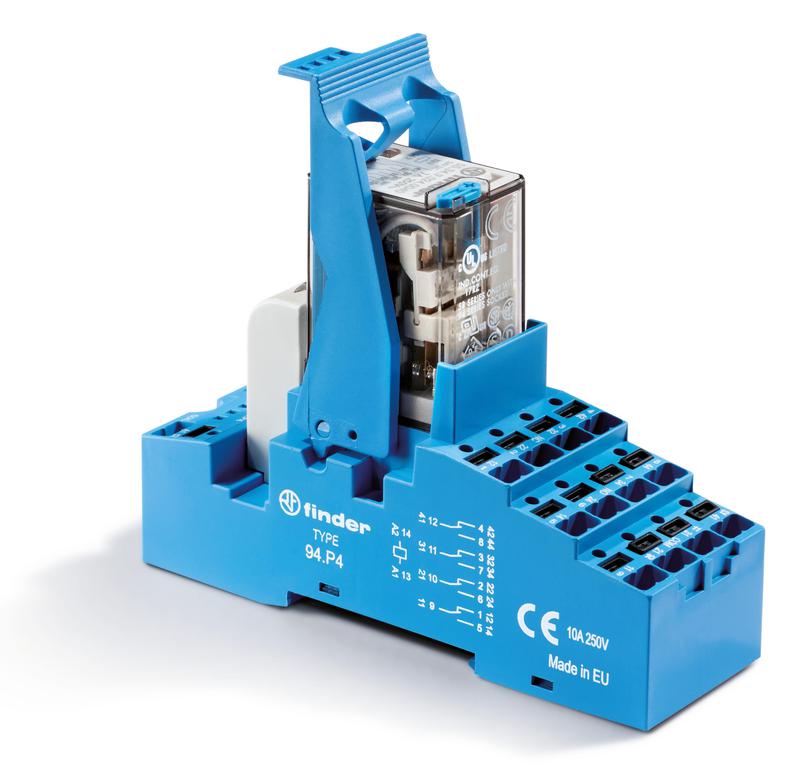 модуль интерфейсный (сборка 55.34.8.012.0040 + 99.02.0.024.98 + 94.p4sma) электромеханич. реле 4co 7а agni 12в ac ip20 безвинт. клеммы push-in металлич. клипса led + варистор finder 58p480120060sma от BTSprom.by