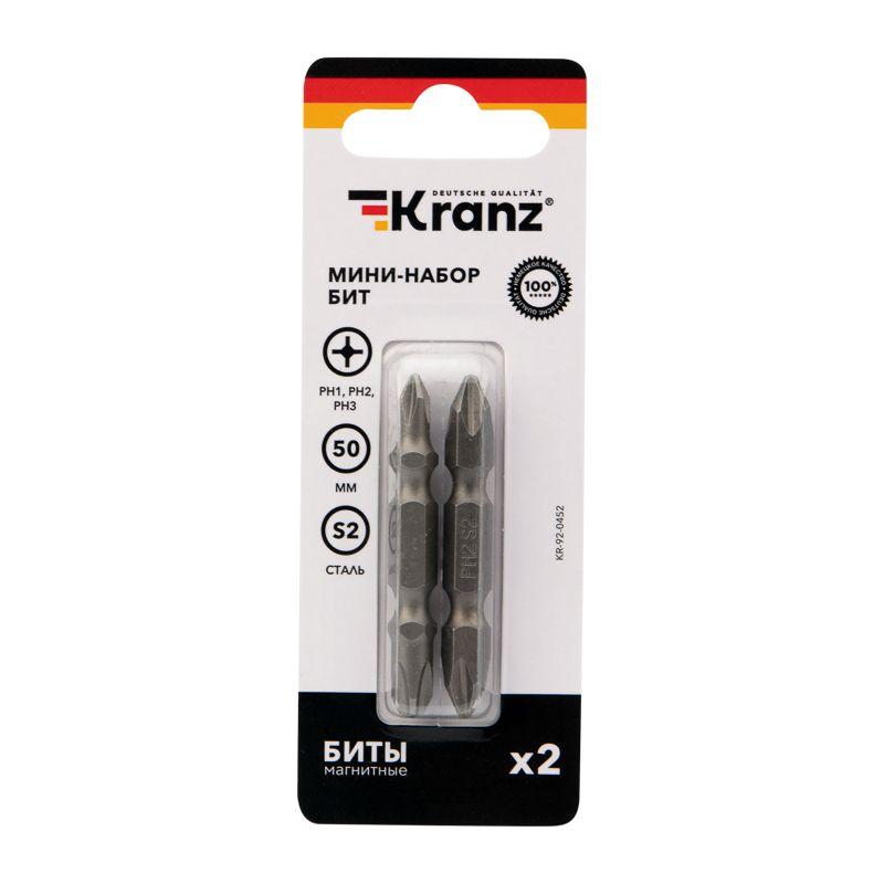  Мини-набор бит двусторонних PH2xPH2 PH1xPH3-50мм (блист. 2шт) Kranz KR-92-0452 фото в каталоге от BTSprom.by