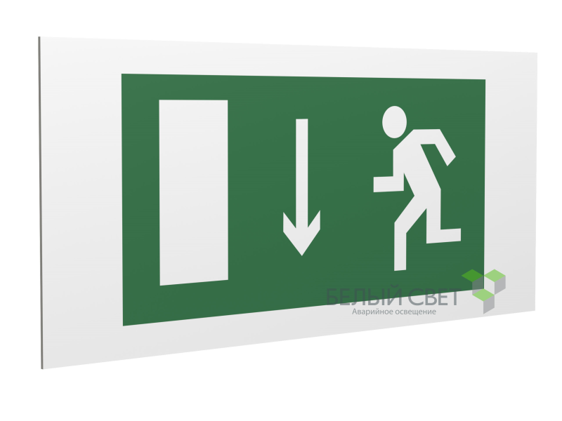 знак безопасности ps-36164.e10 "указ. двери эвакуационного выхода (лев.)" белый свет a28682 от BTSprom.by