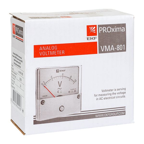  Вольтметр аналоговый VM-A801 на панель 80х80 (круглый вырез) 300В прямое подкл. EKF vma-801-300 фото в каталоге от BTSprom.by