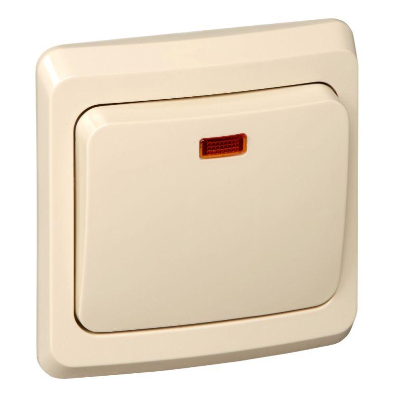  Переключатель проходной 1-кл. СП Этюд 10А IP20 с подсветкой крем. SE BC10-007K фото в каталоге от BTSprom.by