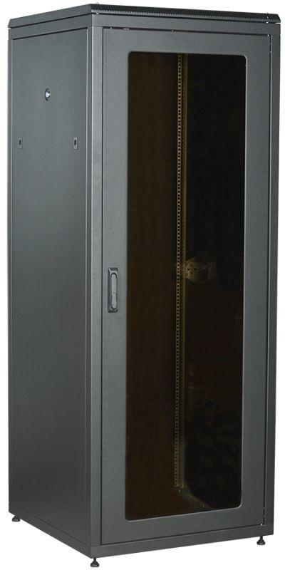 шкаф сетевой linea n 18u 800х800мм стекл. передняя дверь задняя металлическая черн. itk ln05-18u88-gm от BTSprom.by