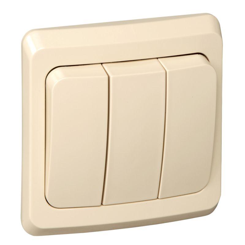 выключатель 3-кл. сп этюд 10а ip20 крем. se bc10-003k от BTSprom.by