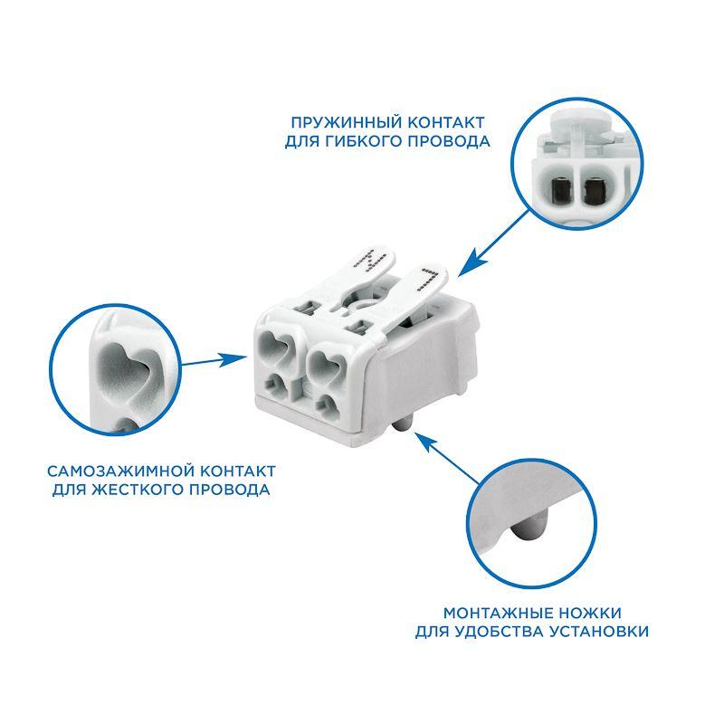  Клемма пружинная соединительная КСП 3-полюсная с заземл. и с монтажными ножками (уп.100шт) Rexant 07-6215-2 фото в каталоге от BTSprom.by