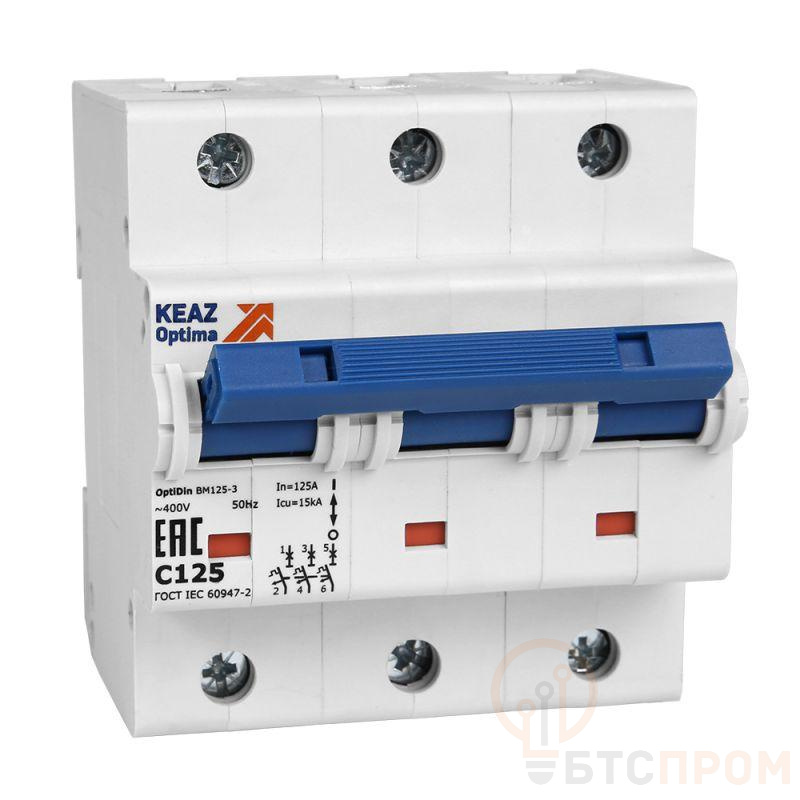Выключатель автоматический модульный 3п C 100А OptiDin BM125-3C100-8In-ОМ4-РЕГ КЭАЗ 390445 фото в каталоге от BTSprom.by  Выключатель автоматический модульный 3п C 100А OptiDin BM125-3C100-8In-ОМ4-РЕГ КЭАЗ 390445 фото в каталоге от BTSprom.by