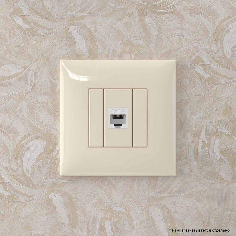  Розетка компьютерная 1-м СП Avanti "Ванильная дымка" RJ45 кат.6 без шторок механизм DKC 4405693 фото в каталоге от BTSprom.by