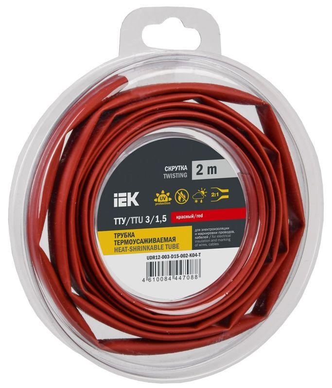 трубка термоусадочная тту нг-ls 3/1.5 красн. (уп.2м) iek udr12-003-d15-002-k04-t от BTSprom.by