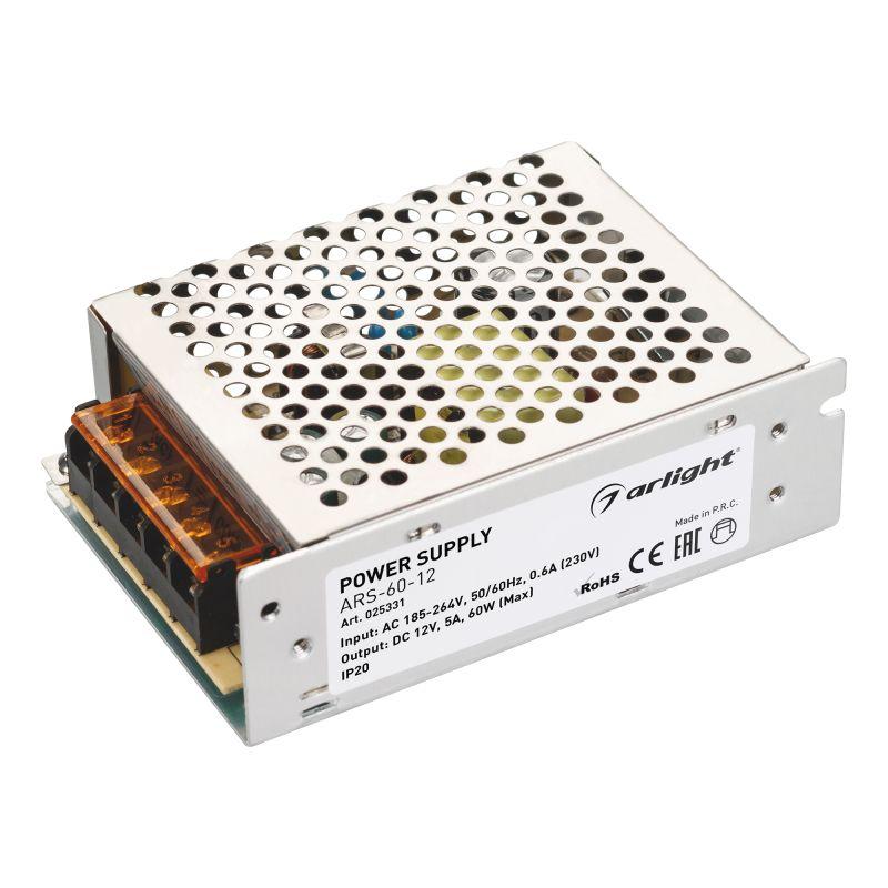 блок питания ars-60-12 12в 5а 60вт ip20 сетка 2 года arlight 025331 от BTSprom.by