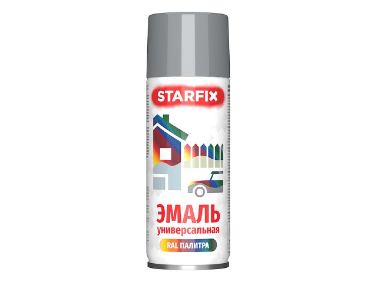 краска-эмаль аэроз. универсальная серый светлый starfix 520мл (7046) (телегрей 2, глянцевая) sm-101074-1 от BTSprom.by