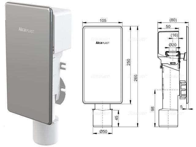 сифон для сбора конденсата под штукатурку d40, d50, нерж. сталь,  alcaplast от BTSprom.by