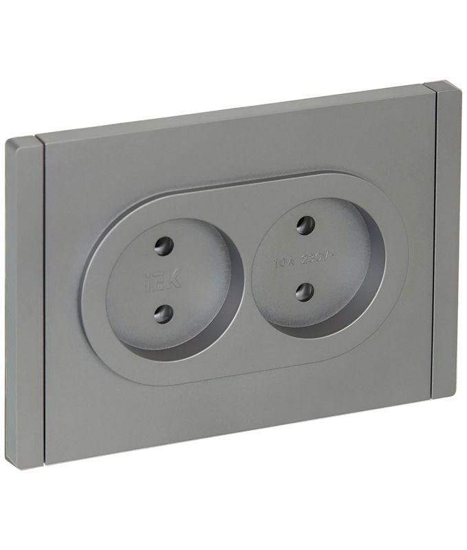 розетка 2-м сп forte&piano fp526 10а без заземл. без защ. шторок безвинт. крепл. сталь iek fp-r20-10-1-k46 от BTSprom.by