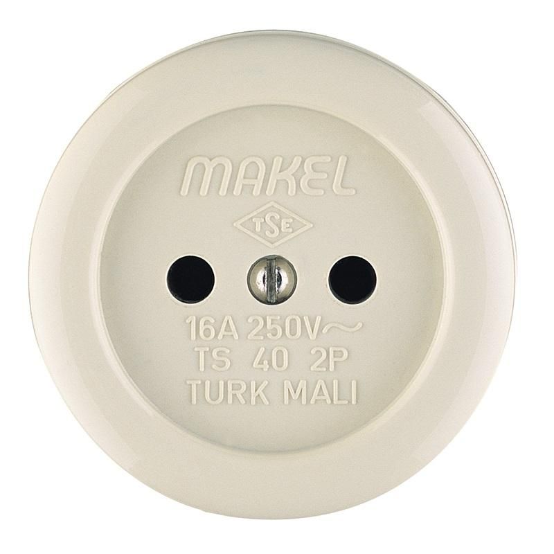 розетка 1-м оп 16а ip20 круглая без заземл. керамика беж. makel 16012 от BTSprom.by