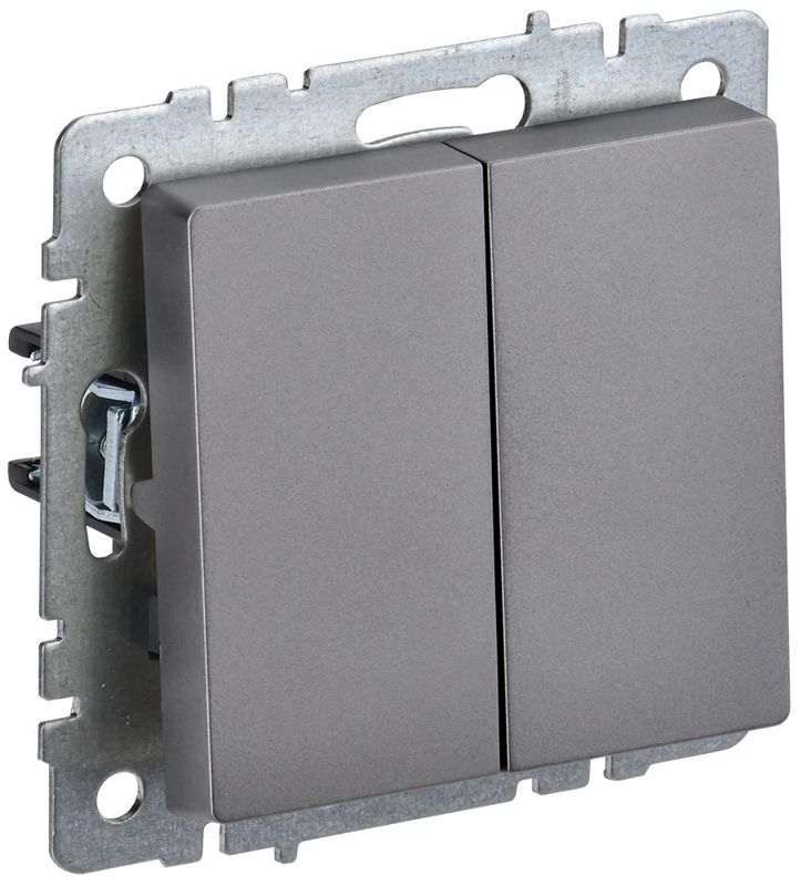 выключатель проходной 2-кл. сп brite вс10-2-6-брс 10а механизм сталь iek br-v22-0-10-k46 от BTSprom.by