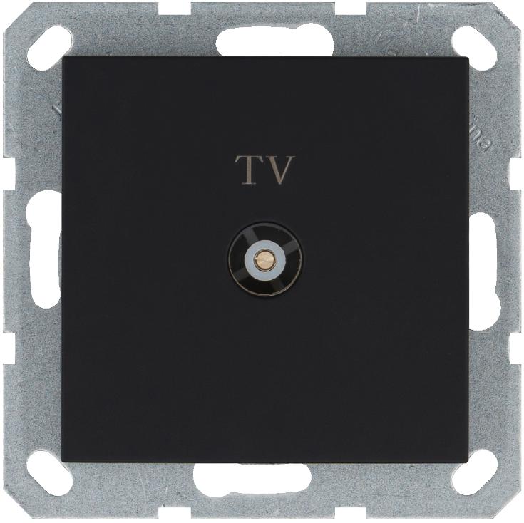 розетка телевизионная проходная tv ф9.5мм механизм черн. матов. soft touch jasmart g6002pb от BTSprom.by