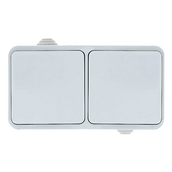  Блок розеточный 2-м ОП Прага 16А IP44 с заземл. с крышкой бел. PROxima EKF EKRR16-050-10-440 фото в каталоге от BTSprom.by