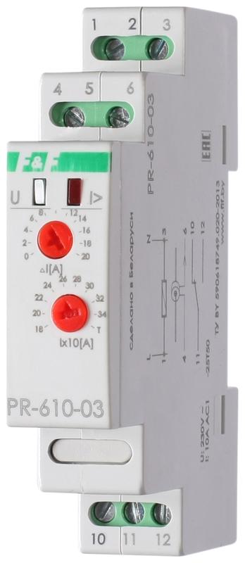 реле тока pr-610-03 (180-360а; с выносным тт в комплекте; 1 модуль; монтаж на din-рейке) f&f ea03.004.011 от BTSprom.by