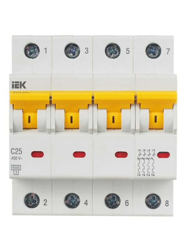  Выключатель автоматический модульный 4п C 25А 6кА ВА47-60M KARAT IEK MVA31-4-025-C фото в каталоге от BTSprom.by