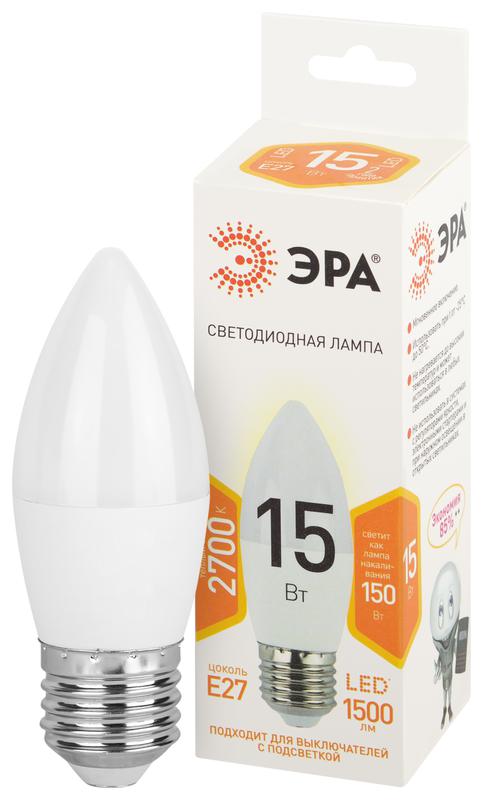 лампа светодиодная std led b35-15w-827-e27 15т свеча 2700к тепл. бел. свет e27 170-265в эра б0066809 от BTSprom.by