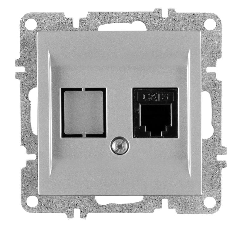 розетка телефонная 1вых. сп 1мод. lavin/karen rj45 кат.3 механизм сер. arvia 50 03 2000 221 от BTSprom.by