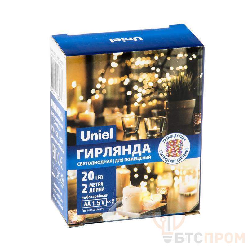  Гирлянда LED на батарейках ULD-S0200-020/SСB/2AA MULTI IP20 DEW 2AA (не в/к) "Роса" 2м 20 диодов разноцвет. провод медн. Uniel UL-00007205 фото в каталоге от BTSprom.by