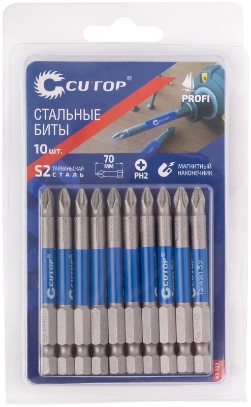  Набор стальных бит Profi PH2 70мм (уп.10шт) Cutop 83-327 фото в каталоге от BTSprom.by