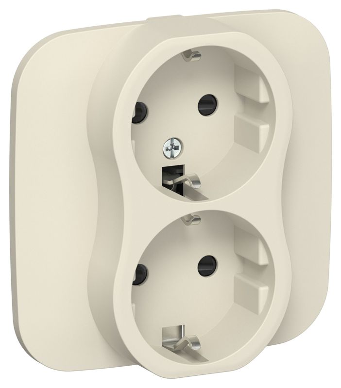 розетка 2-м сп flite рсш12-1-а-флсл 16а с заземл. с защ. шторками безвинтовое крепление в сборе механизм сливочный iek fi-r24a-16-1-k86 от BTSprom.by