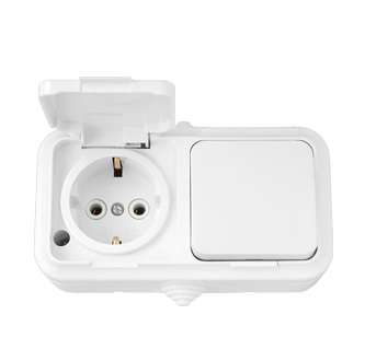 блок оп (розетка с заземл. + 1-кл. выкл.) ip44 бел. bylectrica в-рц-657 от BTSprom.by
