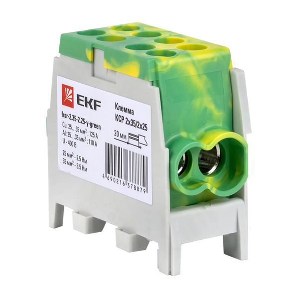  Клемма распределительная КСР с двойн. винтом 2х35/2х25 желт./зел. PROxima EKF ksr-2.35-2.25-y-green фото в каталоге от BTSprom.by