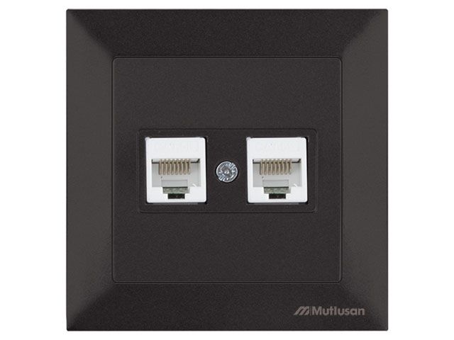 розетка компьютерная 2xrj45 (cat5e, скрытая) черная, daria, mutlusan ((2xrj 45) 8-pin, соединения типа 568a или 568b) 2120 138 0184 от BTSprom.by