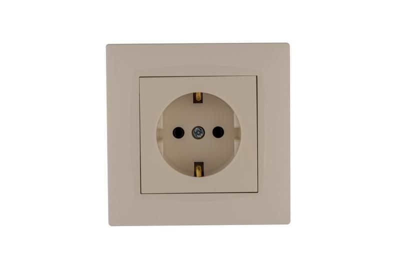 розетка 1-м karea rizz с заземл. керамика крем makel 88010008 от BTSprom.by