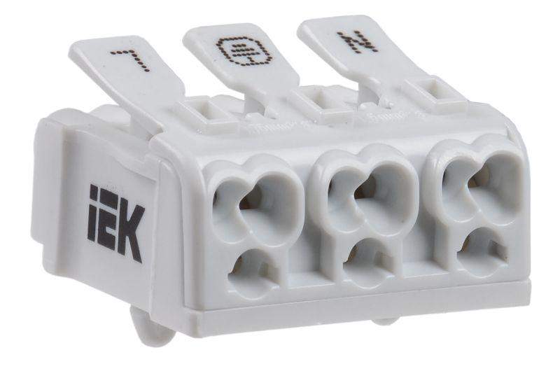 клемма пружинная соединительная кспн3-l+n+pe iek ukz-b06-3p-f1-e0-10 от BTSprom.by