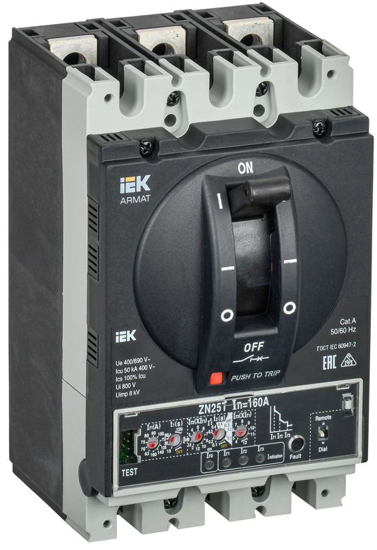 выключатель автоматический в литом корпусе 3п d 50ка 160а расцепитель электронный продвинутый armat iek ar-mccb-3d-050-0160a-elpc от BTSprom.by