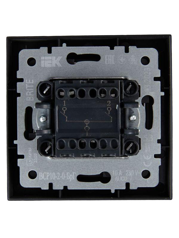  Выключатель 2-кл. СП BRITE ВСР10-2-0-БрГ 10А в сборе графит IEK BR-V20-0-10-K53-F фото в каталоге от BTSprom.by