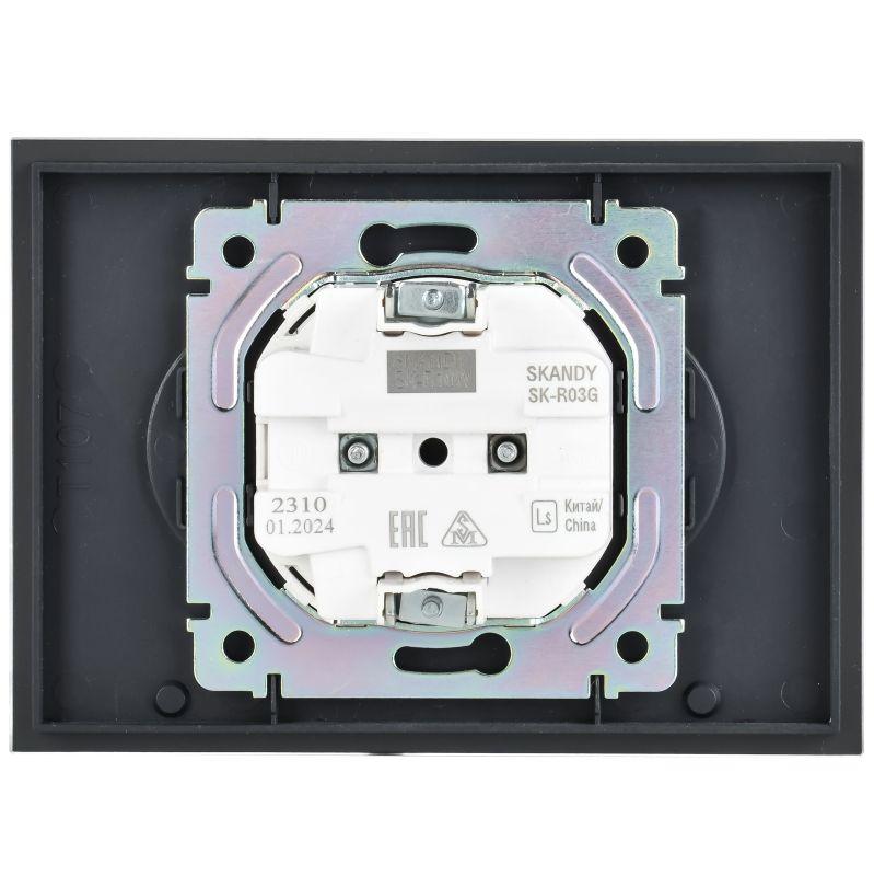  Розетка 2-м SKANDY 10А без заземл. без защ. шторок для плоской вилки SK-R03G графит IEK SK-R20-10-K53 фото в каталоге от BTSprom.by