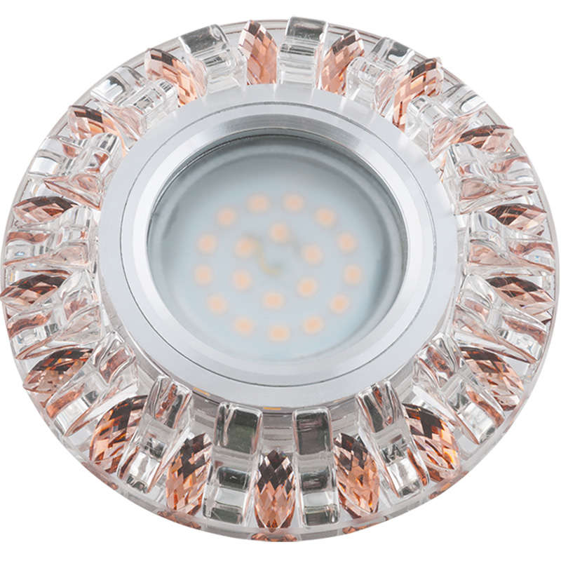 светильник декоративный luciole dls-l121 gu5.3 chrome/clear+bronze gu5.3 встраив. доп. светодиод. подсветка 3вт без лампы основание метал. хром отделка кристалл прозр. с элементами бронз. fametto ul-00000368 от BTSprom.by