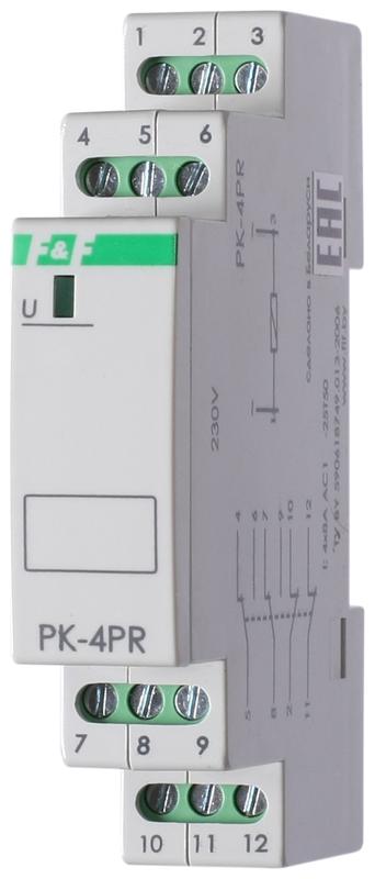 реле промежуточное pk-4pr/230 (230в ac 1 модуль монтаж на din-рейке 4х8а 2no/nc+2nc ip20) f&f ea06.001.032 от BTSprom.by