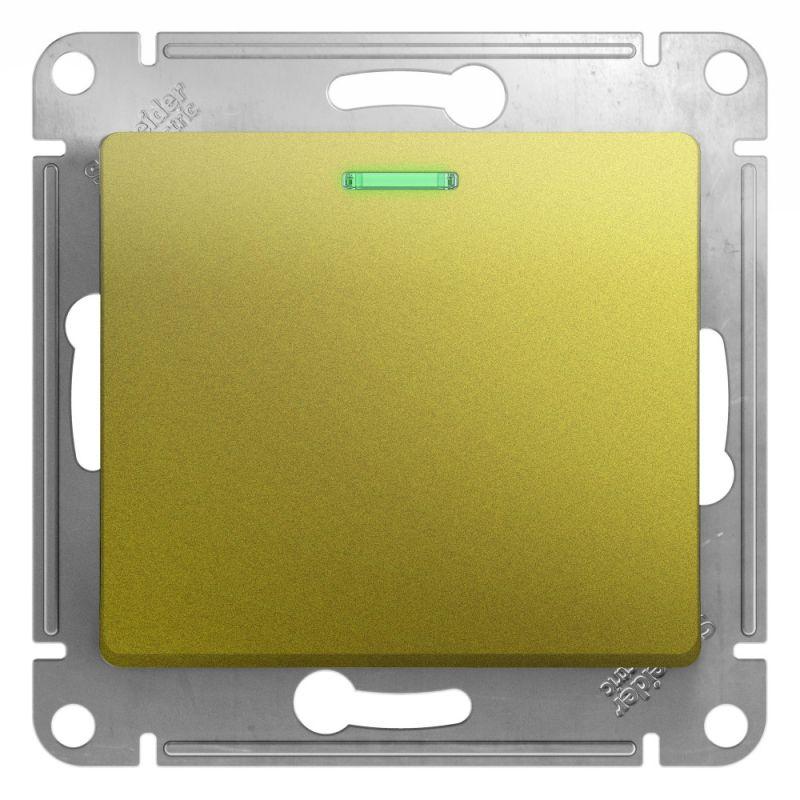 переключатель проходной 1-кл. сп glossa 10а ip20 (сх. 6а) 10ax с подсветкой механизм фисташк. se gsl001063 от BTSprom.by