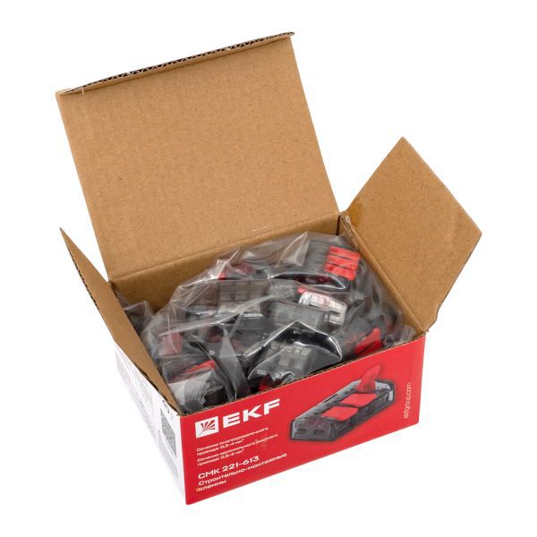  Клемма строительно-монтажная СМК 221-613 3-проводная 0.5-4.0(6)кв.мм с рычагом (уп.40шт) PROxima EKF plc-smk-221-613 фото в каталоге от BTSprom.by