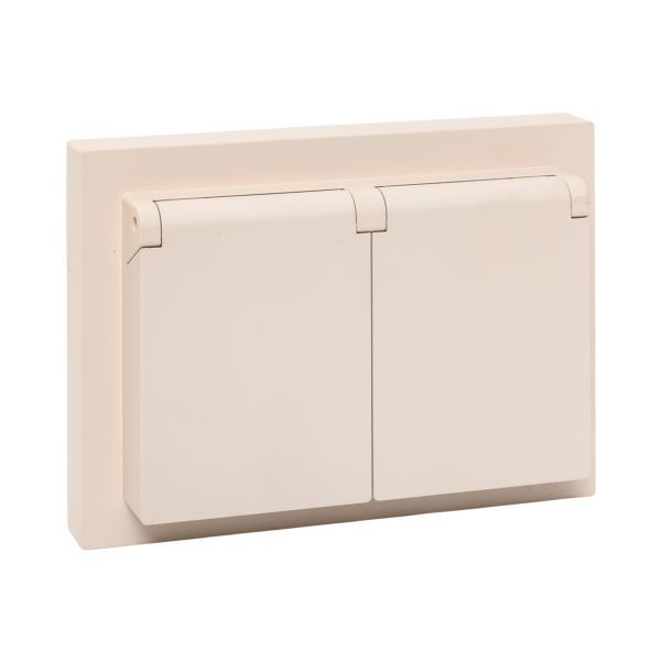 розетка 2-м сп эпика 16а ip44 с заземл. защ. шторки с рамкой с крышками механизмкрем. ekf up1-soi-211-44 от BTSprom.by