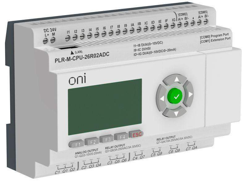 контроллер программируемый логический (микро плк) plr-m. cpu di16/do08(r)/ao02 24в dc oni plr-m-cpu-26r02adc от BTSprom.by
