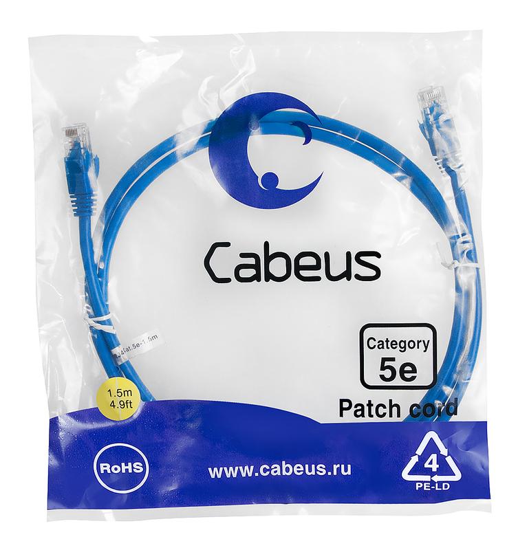 патч-корд u/utp кат.5e pc-utp-rj45-cat.5e-1.5m-bl-lszh 2xrj45/8p8c неэкранир. lszh 1.5м син. cabeus 9530c от BTSprom.by